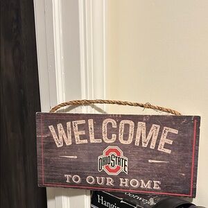 Ohio State Welcome To Our Home Wood Sign - Brown and Red - Wall Art